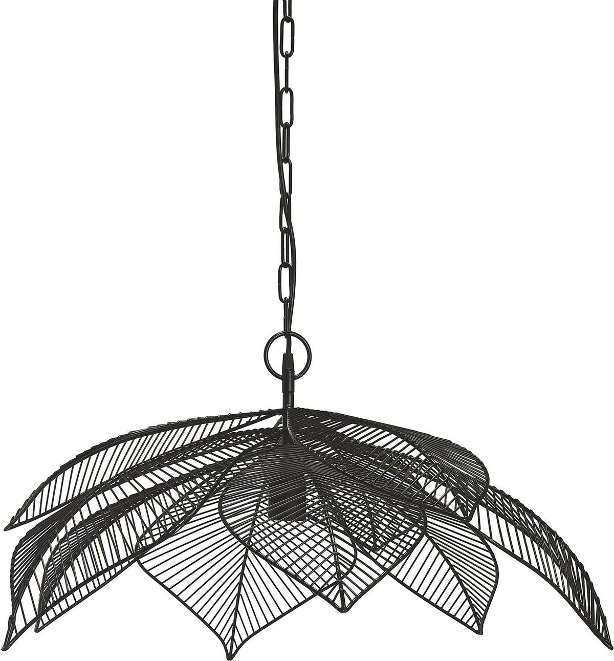 Svart Elm taklampa i metall med lövformad design och kedjeupphängning
