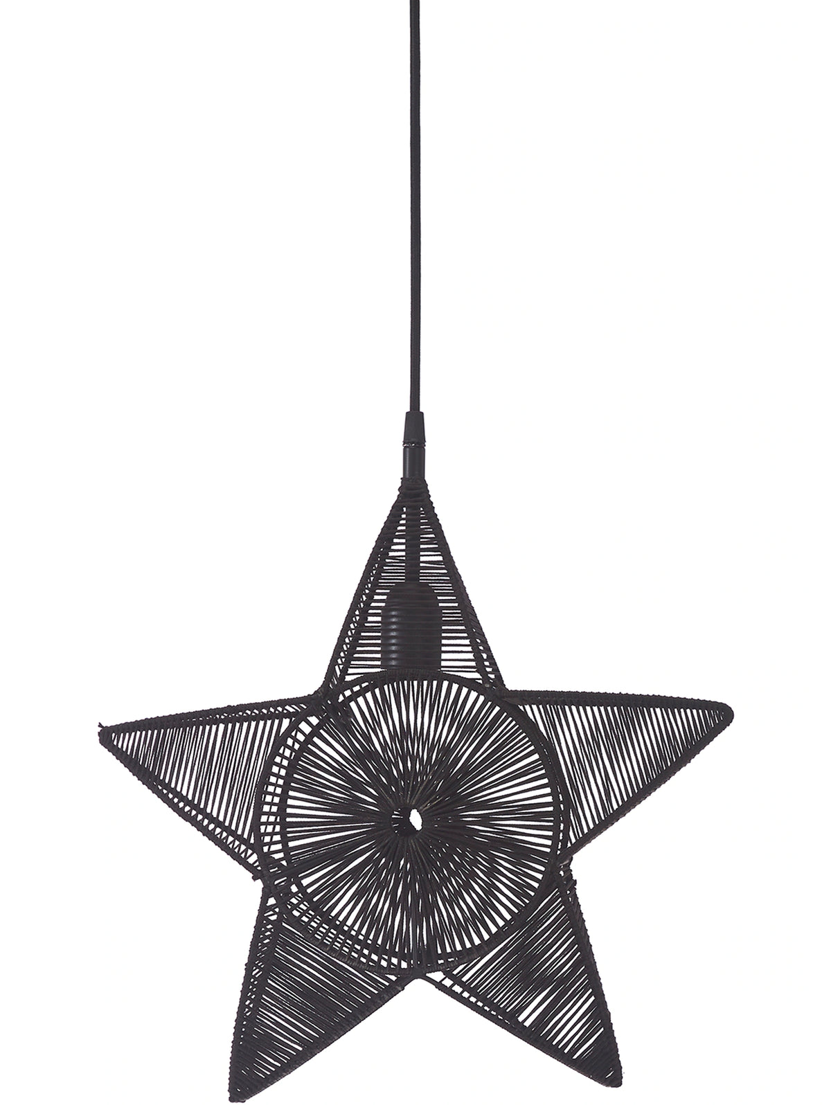 Svart Regina Star adventsstjärna i garn 40cm framifrån