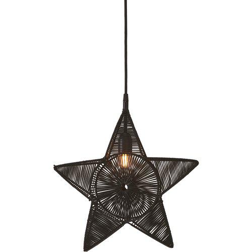 Närbild på Regina Star svart julstjärna med handlindat garn