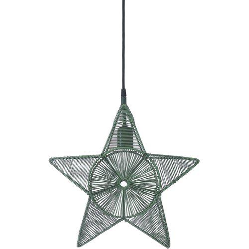 Grön Regina Star adventsstjärna 40cm i lindat garn med svart textilsladd