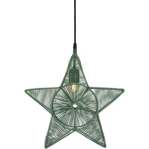 Närbild på Regina Star julstjärna grön med geometriskt garnmönster