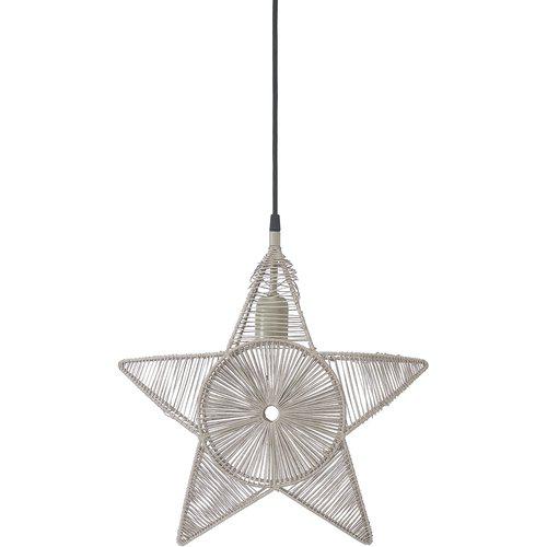 Vit Regina Star adventsstjärna 40cm hängande i svart textilsladd