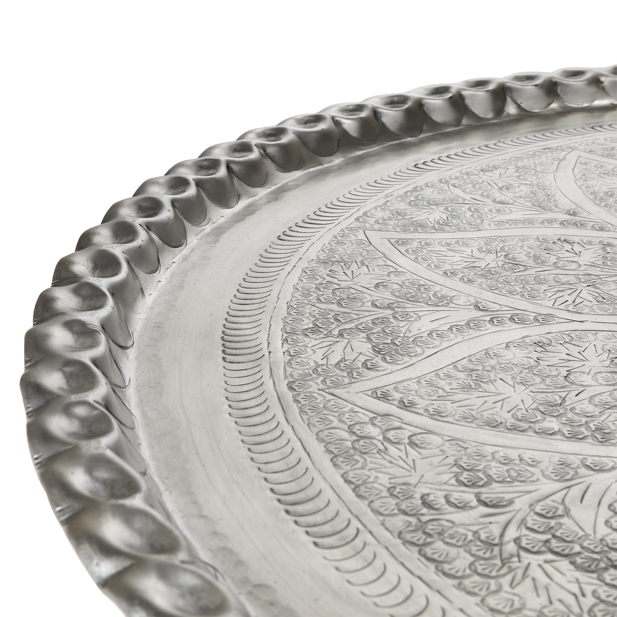 Undersidan och profilen av det runda aluminiumfatet ELDORADO silver