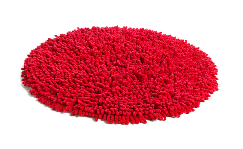 Rund röd bomullsmatta Rasta 55 cm i mjuk chenille från Etol