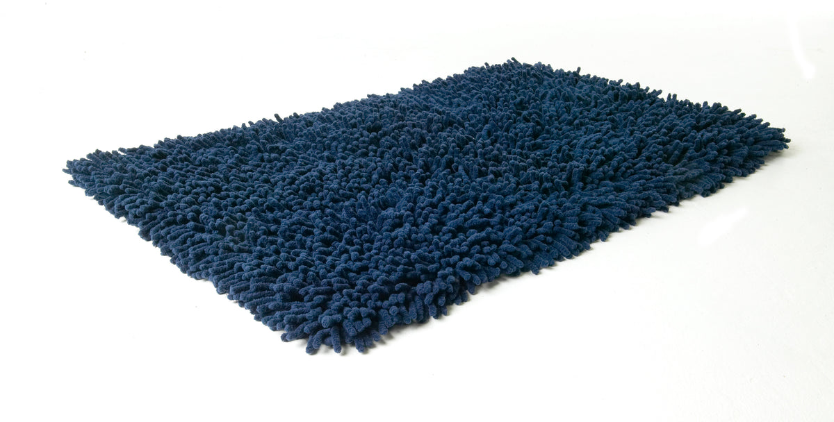 Navyblå Rasta bomullsmatta 50x80 cm från Etol i mjuk chenille