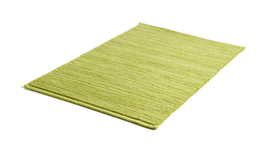Äppelgrön bomullsmatta Ribb från Etol 60x90 cm sedd uppifrån