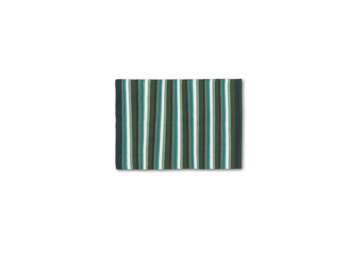 Matta Stripe 50x80 Salvia med gröna och turkosa ränder sedd ovanifrån