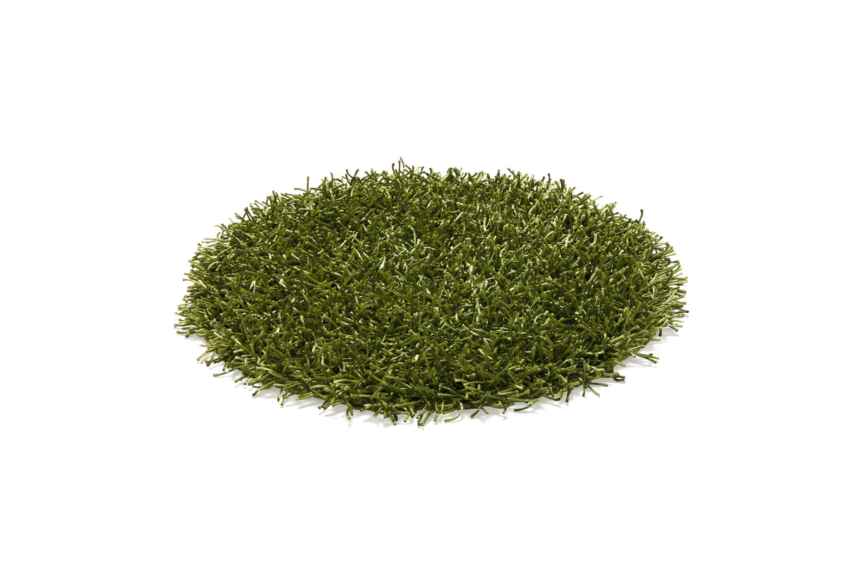 Grön rund badrumsmatta modell Metallic Grass 60 cm från Etol Design