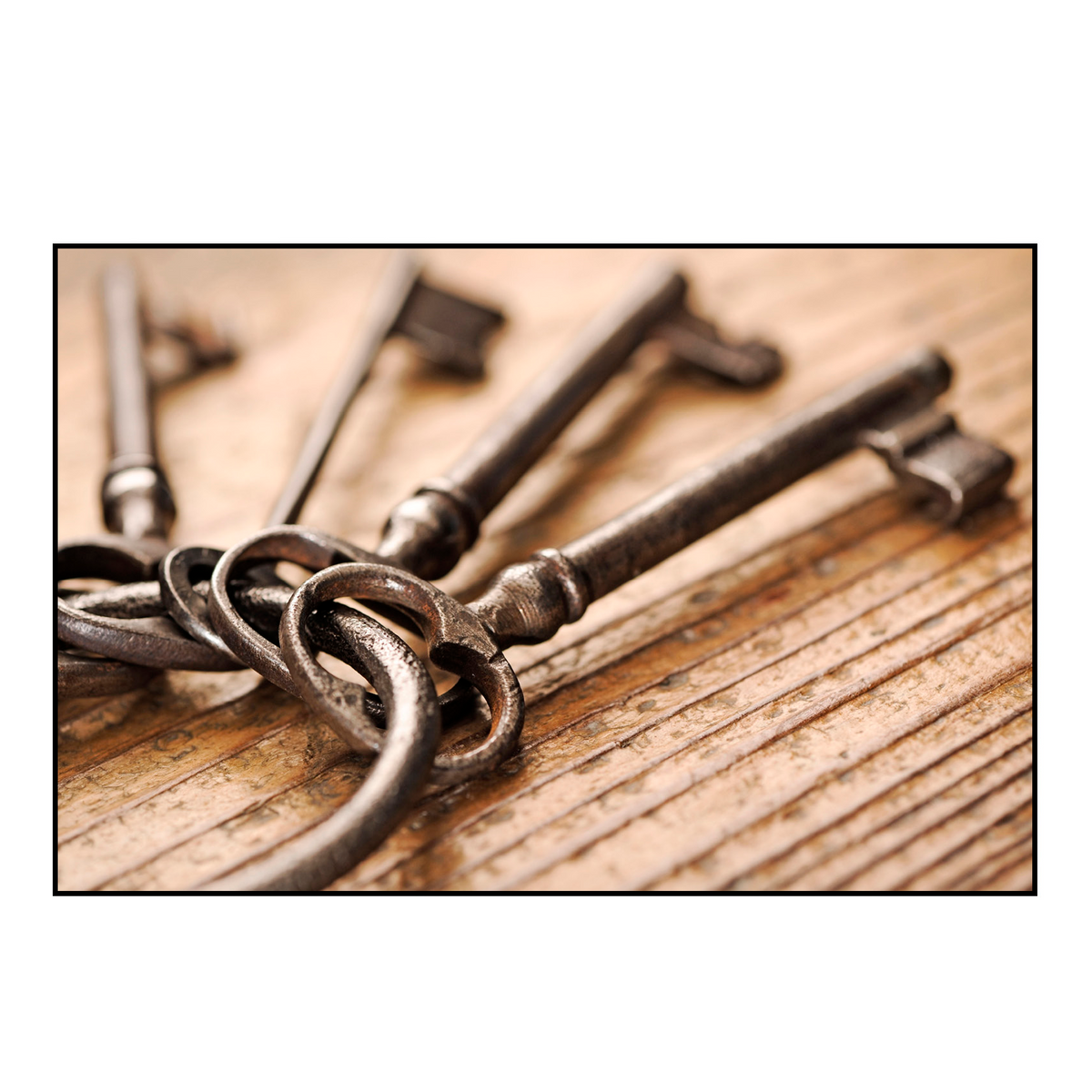 Dörrmatta Key 45x75 med digitaltryck av vintage nycklar på träbakgrund