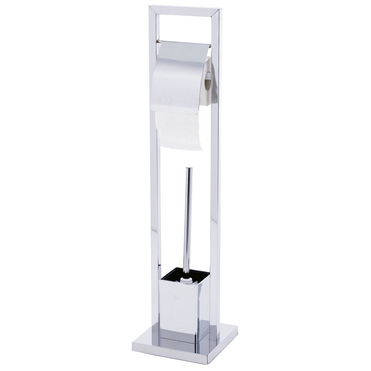 Premium Line fristående toalettpappershållare och WC-borste i kromad design