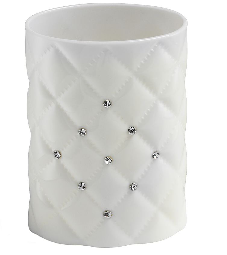 Vit badrumsmugg Carat med Swarovski-diamanter och rombmönster