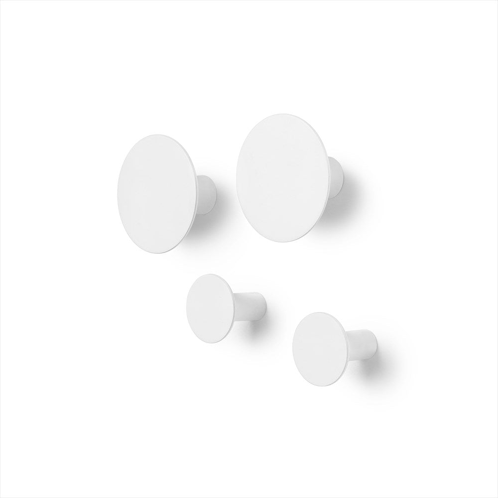 PONTO Väggkrok Set om 4 runda krokar i vitt polystone material