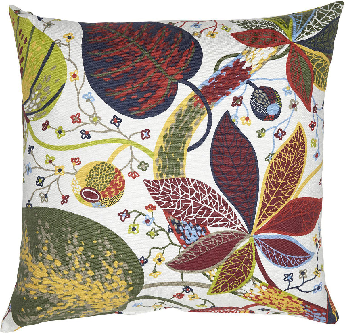 A&E Kuddfodral Röd 45x45 cm med mönster av färgstarka blad och växter