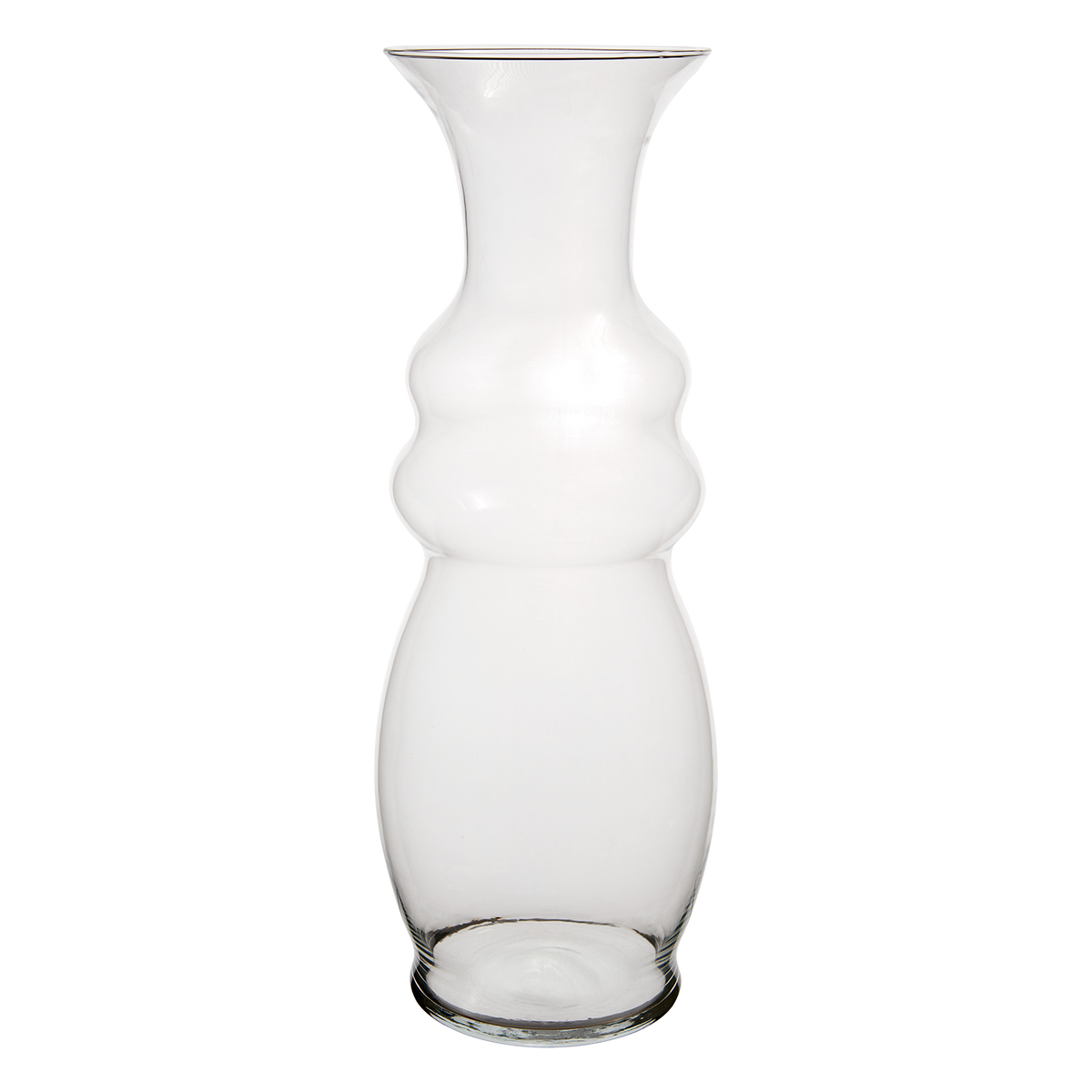 Hög munblåst glasvas i klar finish för lantlig inredning