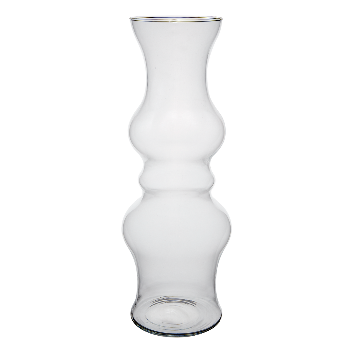 Hög munblåst ASTON vas i klart glas med unik vågig form