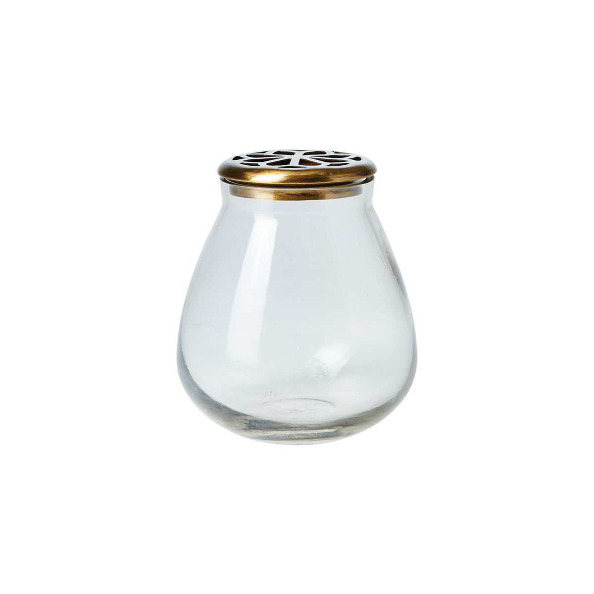 ELLEN vas i klart glas med dekorativt mönstrat lock i guldfärgad metall