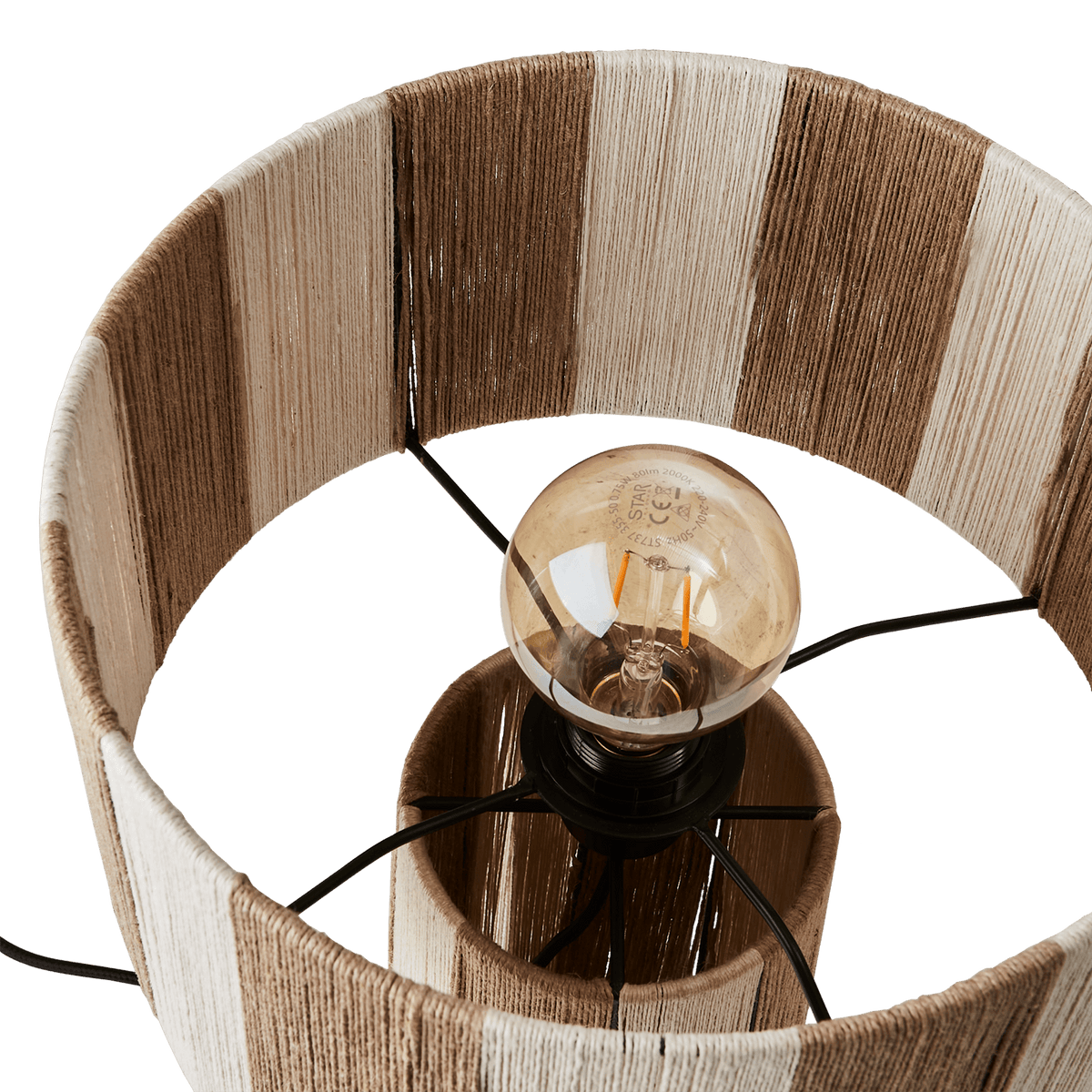 JULLAN bordslampa medium sett från sidan med tydlig jutedesign