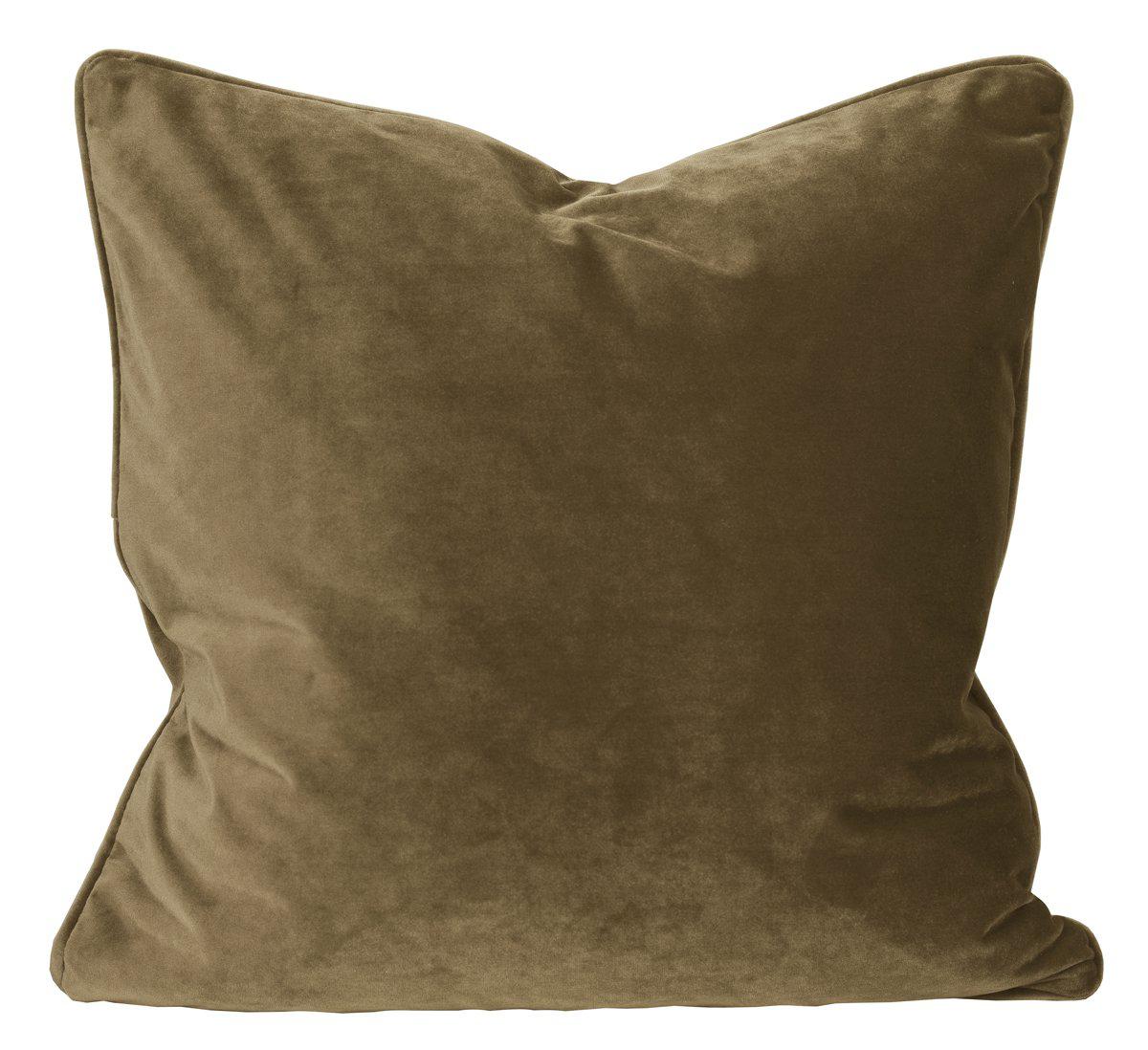 Brunt Elise kuddfodral i mjuk sammet med piping 45x45 cm