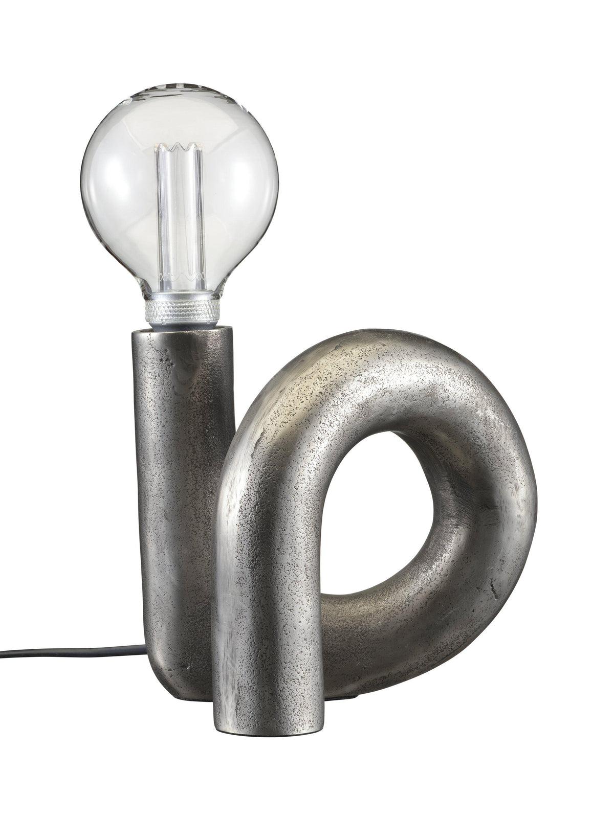 Notice Swirl Silver bordslampa med industriell design och dekorativ glödlampa