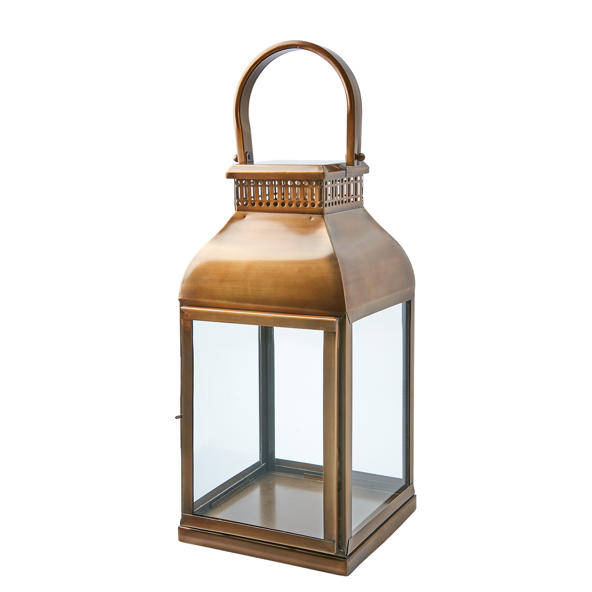 Stor mässingsfärgad ljuslykta CLINTON i järn och glas från Affari of Sweden