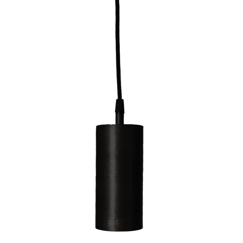 Svart cylinderformad Ample fönsterlampa i metall med svart sladd