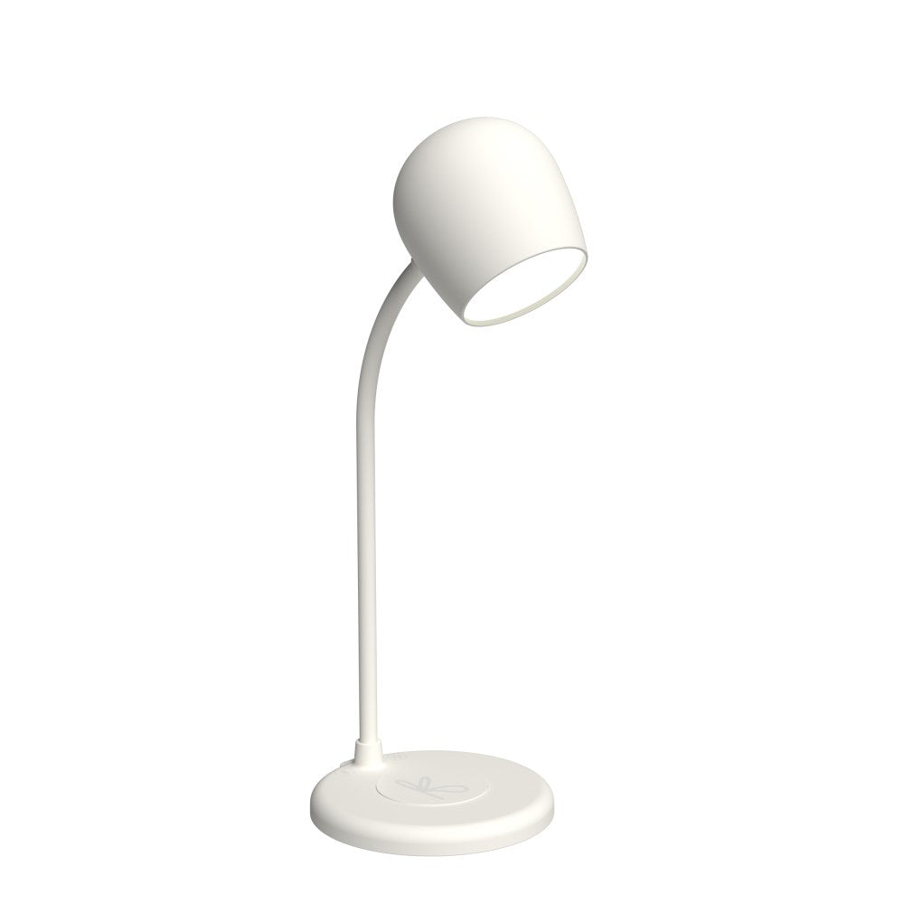 Vit Ellie LED-lampa med inbyggd Bluetooth-högtalare och Qi-laddningsplatta