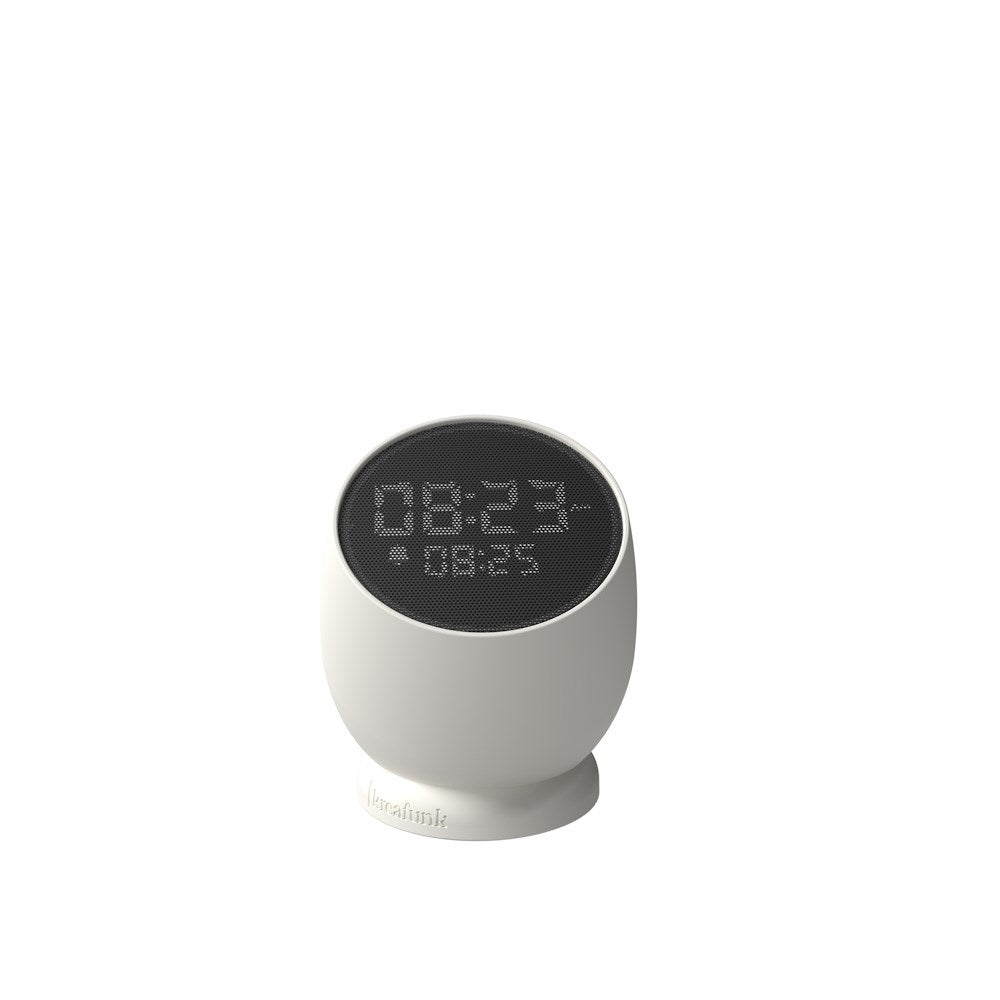 Bell väckarklocka vit med minimalistisk design och separat fot