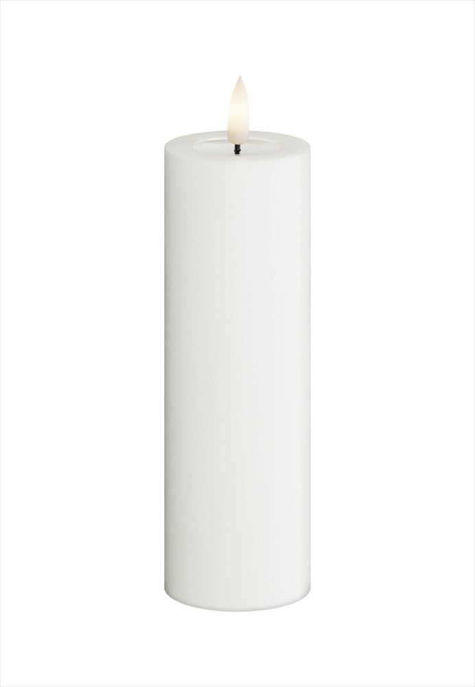 Vitt LED blockljus 5x15 cm från DeluxeHomeart med naturtrogen Real Flame låga