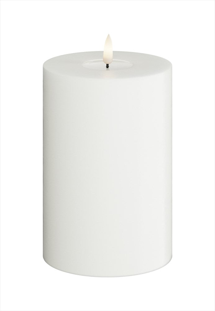 Vitt LED-blockljus 10x15 cm med realistisk 3D Real Flame och Wetlook-effekt