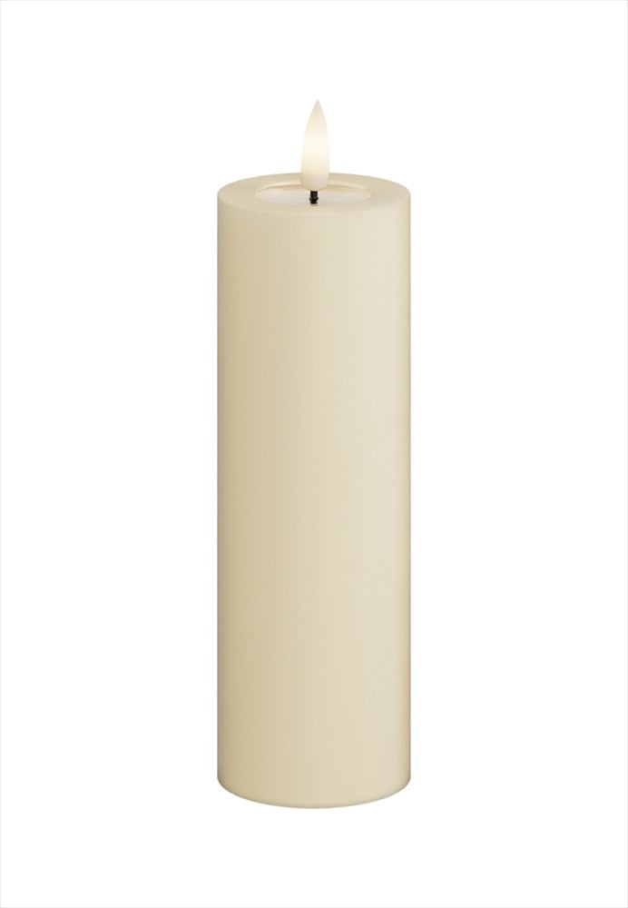 Beige LED blockljus 5x15 cm med realistisk flamma från DeluxeHomeart