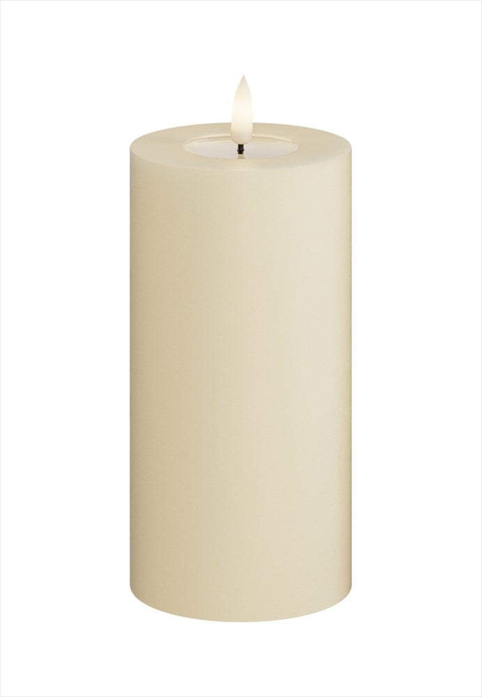 LED Blockljus Cream 7,5x15 cm med realistisk 3D Real Flame låga