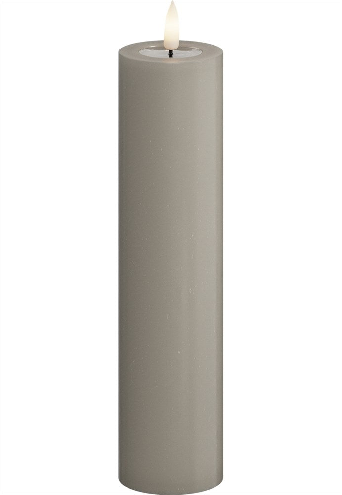 Sandfärgat Deluxe Homeart LED-blockljus 5x20 cm med realistisk 3D-flamma