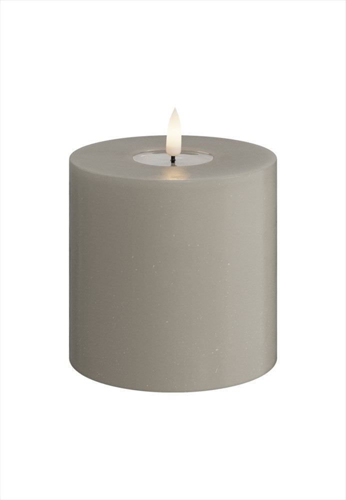 Sandfärgat LED-blockljus 10x10 cm med 3D Real Flame och Wetlook-effekt