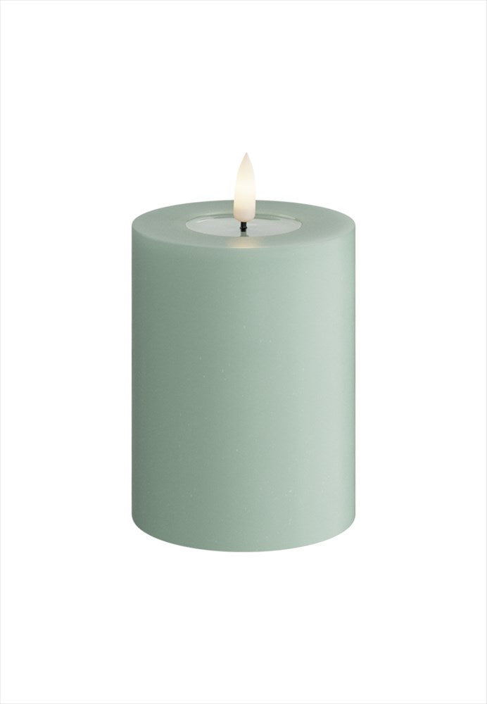 Ljusgrönt LED-blockljus Sage Green med realistisk 3D-låga och Wetlook-effekt