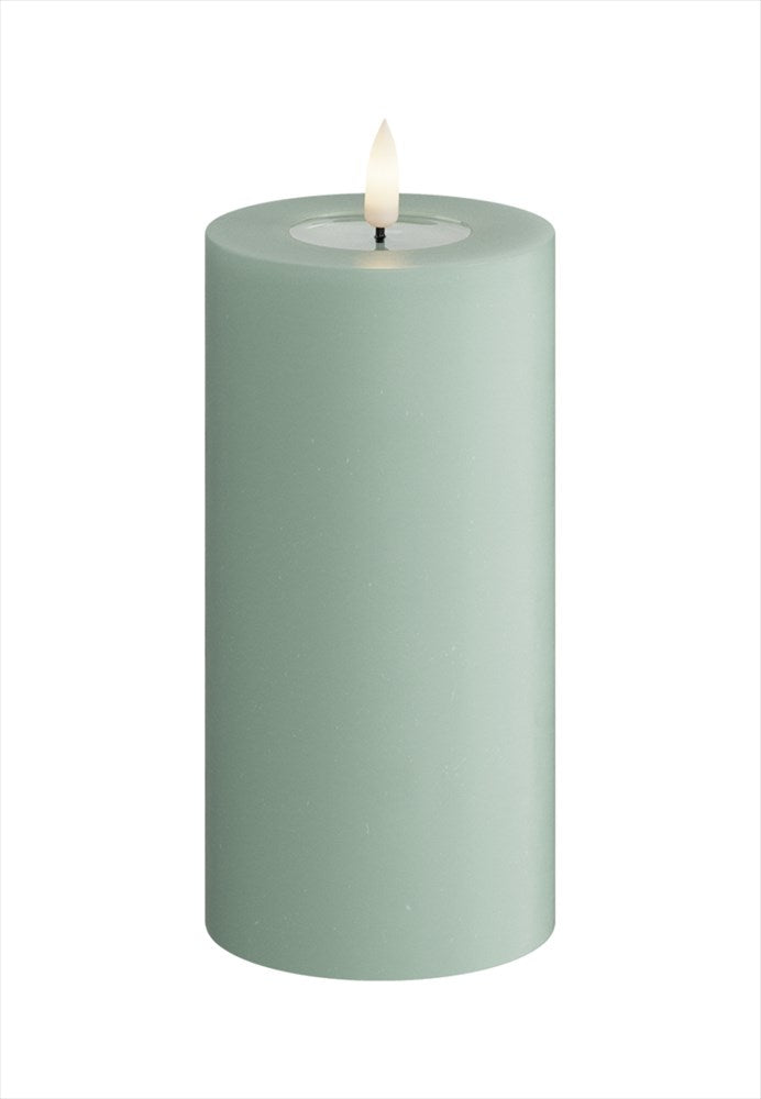 Ljusgrönt LED-blockljus Sage Green med 3D Real Flame låga och Wetlook effekt