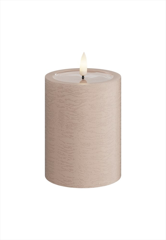 Rosa Unique LED-blockljus med texturerad yta och 3D Real Flame
