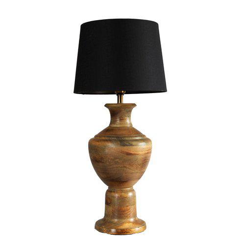 Alma lampfot i mangoträ med svart skärm 69 cm