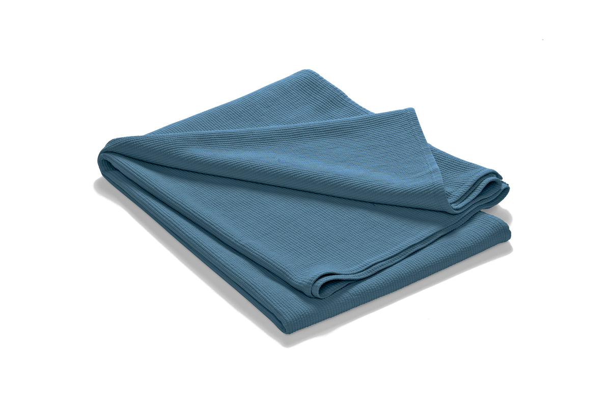 Vikt denimblått överkast Stripes i stentvättad bomull 260x260 cm