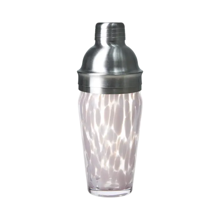 Cocktailshaker klar/rosa, munblåst glas 50 cl med metallock, handgjord från Affari of Sweden