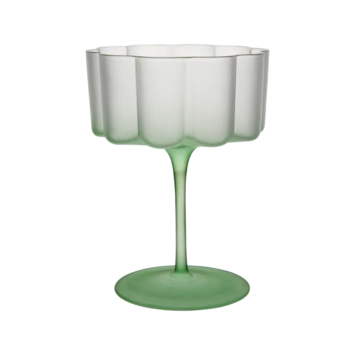 Set om 4 LILLIE cocktail-/dessertglas 30 cl i frostat glas med grön fot, eleganta glas från Hemboden.