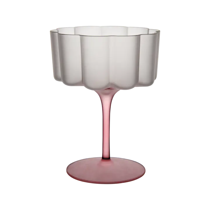 Set om 4 LILLIE cocktail-/dessertglas 30 cl i frostat glas med rosa fot, eleganta glas från Hemboden.