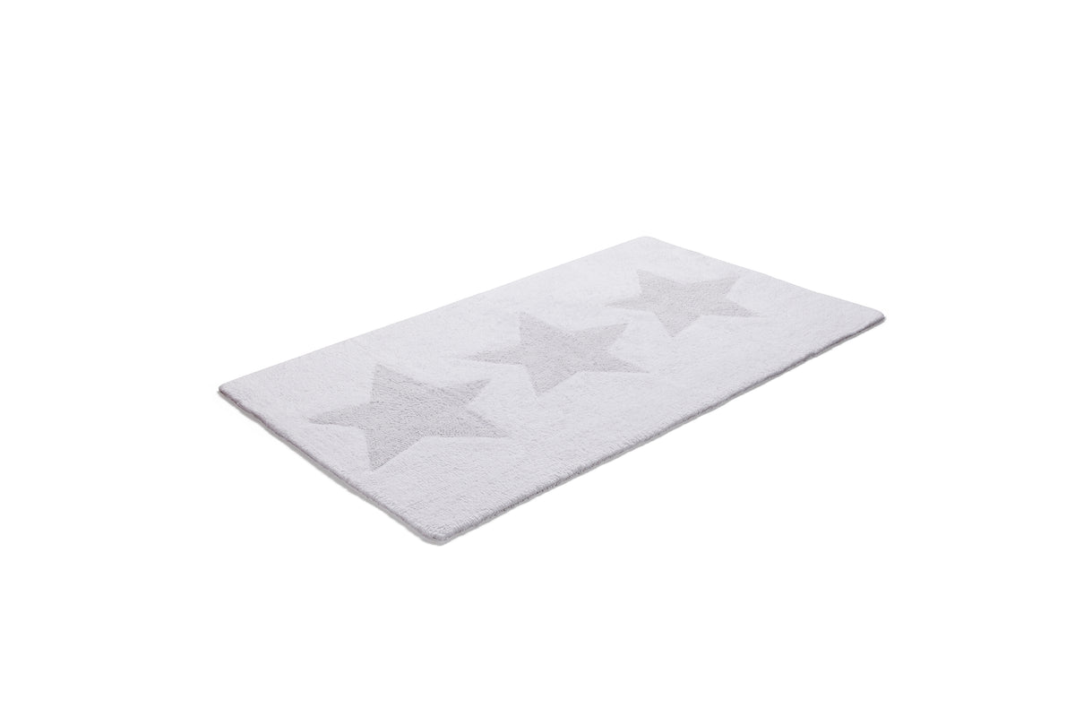 Vit vändbar bomullsmatta Star 70x120 från Etol med stjärnmönster