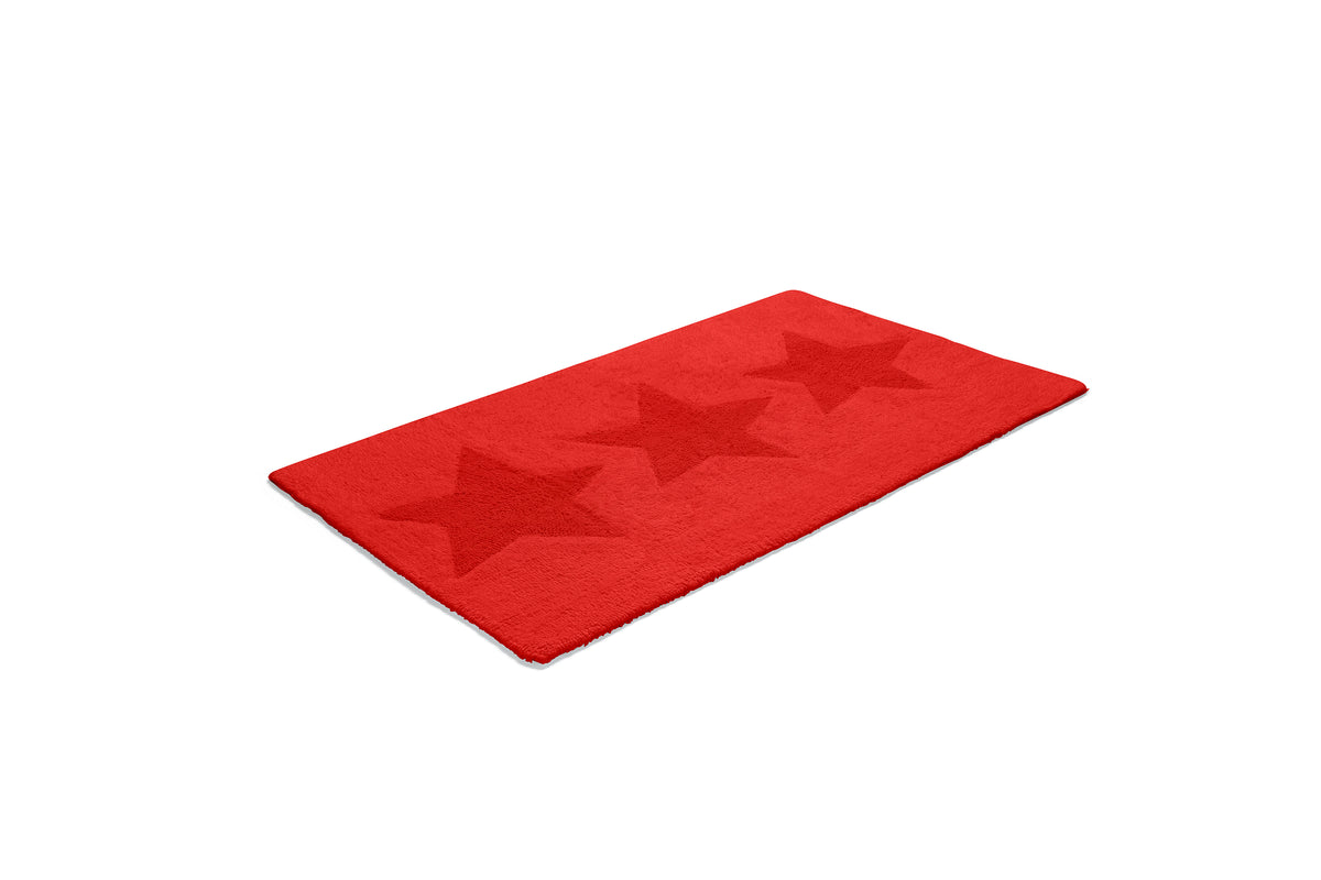 Röd vändbar bomullsmatta Star med stjärnmönster från Etol i storlek 70x120