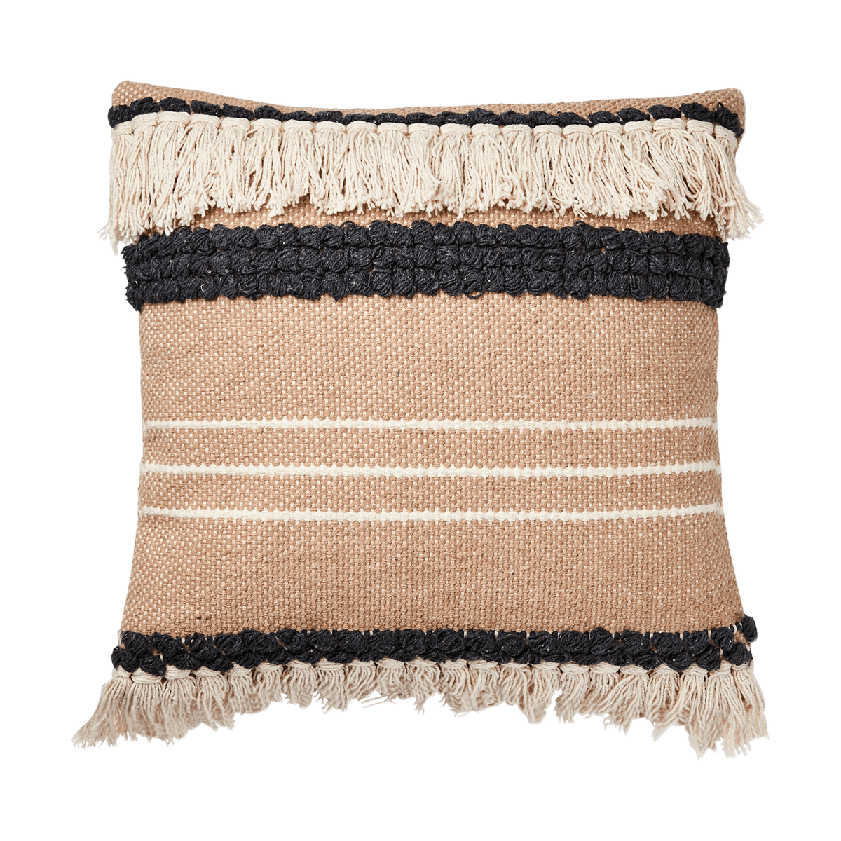 Handvävt MINNA kuddfodral i färgerna beige grå och elfenben